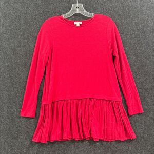 J. Jill Peplum Top Women's Extra Small Petite Red Long Sleeve Stretch Ruffle